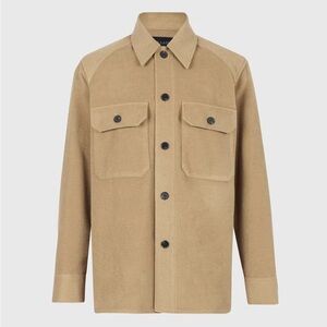 AllSaints Loki Men’s Tan Wool Blend Overshirt Jacket Large Button Front Shacket